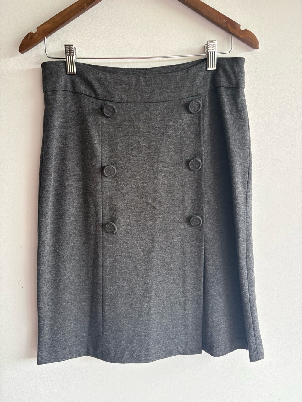 Tradition Gray A-Line Knit Skirt Size 6 Button Detail Career Casual - Picture 2 of 6